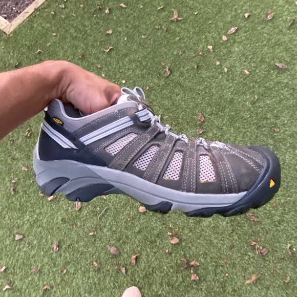 Keen Hiking Boots Utility Flint Gray Leather Steel Toe Men Size 14 D Used - Picture 1 of 7